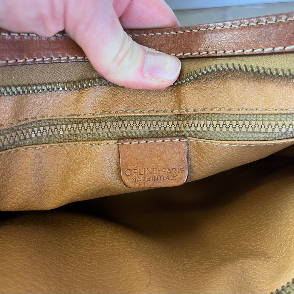 Vintage Celine Macadam Wristlet Zip Clutch Brown Retro Pouch Old Money Quiet Lux - Picture 10 of 16